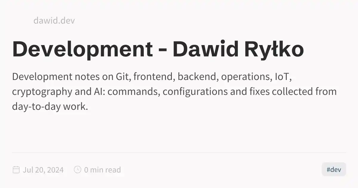 Development - Dawid Ryłko